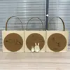 Bolsa de fieltro para el Festival de Medio Otoño con un toque de alta gama, Bolsa de regalo Conejo de Jade, Color sólido, Gran capacidad, Caja de regalo de fieltro para pasteles de luna, Logo personalizado