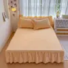 2026 Novo Estilo Fio Bouclé Estilo Coreano Saia de Cama Renda Fronha Almofada Longa Conjunto de Várias Peças