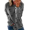 Otoño e Invierno 2025 Ropa Femenina de Exportación Transfronteriza Europea y Americana Amazon Wish Camiseta de Manga Larga Holgada Talla Grande Sudadera Estampada