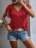 2026 Roupas Femininas Transfronteiriças Europeias e Americanas Amazon Verão Novo Casual Estilo Étnico Estampada Decote V Manga Curta Solta Camisa