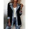 Amazon Cross-Border 2025 Outono Europeu e Americano Comércio Exterior Nova Moda Feminina Elegante Slim-Fit Manga Longa Patchwork Jaqueta para Mulheres