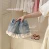 Conjunto de Verão 2025 para Meninas Novo Conjunto de Duas Peças com Regata e Shorts Jeans para Crianças Vestido de Verão da Moda para Bebê