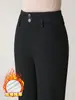 1033 Pantalones Vaqueros Blancos de Invierno para Mujeres de Mediana Edad Ropa de Mujer Cálidos Adelgazantes Rectos Casuales Elásticos Con Terciopelo Espesado
