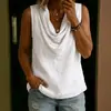 2026 Verano Europeo y Americano Transfronterizo Nuevo Comercio Exterior Ropa de Mujer Amazon Chaleco de Cuello Alto Apilado Camisa Informal sin Mangas de Algodón Lino