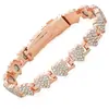 Pulsera magnética de moda europea y americana, superventas transfronteriza, lujo ligero, trébol de la suerte, aleación con incrustaciones de diamante, pulsera de joyería magnética de una sola fila para mujer