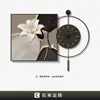 Piedra Llega a Restaurante de la Suerte Pintura Decorativa con Reloj Lujo Ligero Sensación de Gama Alta Pintura de Pared para Comedor Reloj de Pared Simple Transfronterizo