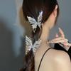 Horquilla de mariposa de metal de lujo para mujer, accesorio para el cabello con clip de tiburón, color plateado, estilo nicho, 2022