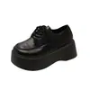 Zapatos planos de suela gruesa para mujer, nueva colección primavera/otoño 2026, mocasines de cordones con punta redonda, estilo británico, adecuados para estudiantes