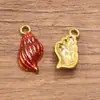 4 Tipos de Acero Inoxidable 304 Dorado Electroplateado al Vacío Esmalte Goteo de Aceite Encanto Encanto Marino Concha Caracola Colgante