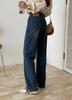 ¡Bordado en el Bolsillo Trasero~! Jeans de Pierna Recta Ajustados, Pierna Ancha, Elásticos en Cuatro Direcciones, Cortos, de Corte Estrecho, para Adelgazar y Alargar Piernas, Primavera 2026, para Mujer