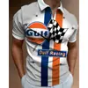 Estilo Novo Europeu e Americano Padrão de Personalidade Logo de Equipe Polo com Zíper 3D Masculino Casual de Negócios plus size Top de Manga Curta