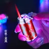 Mini Isqueiro, Formato de Lata Exquisito, Isqueiro Inflável à Prova de Vento, Lâmpada Colorida Transparente, Chama Vermelha Direta Venda por Atacado