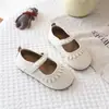 Primavera de 2026 Novo Estilo Coreano Moda Feminina Versátil Simples Laço Renda Sapatos Individuais Velcro Princesa Sapatos de Couro