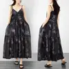 Vestido de tirantes de gasa con estampado paisley blanqueador estilo Mori francés artístico