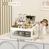 Organizador de Productos de Cuidado Facial para Escritorio, Portamaquillaje Estilo Cajón con Tapa abatible a Prueba de Polvo, Caja de Almacenamiento de Cosméticos de Lujo Ligero para Tocador