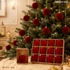 Bolas de Natal aveludadas de 6cm, Bolas decorativas penduradas para atmosfera de cena de festa de Natal, Conjunto de enfeites para árvore de Natal, em estoque
