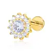 Aretes de Aleación de Titanio Girasol que Cambian de Color Personalizados Joyería para Mujeres Perforación Corporal de Titanio G23 Joyería para Labio, Uña de Labio, Uña de Lengua Venta al por Mayor