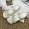 Novas Sandálias de Balé com Furos e Laço de Pérola, Solado Macio Antiderrapante, Sandálias Fechadas Versáteis para Temperamento Outdoor