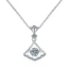 Colar de Prata Esterlina S925 Mini Saia Inteligente Coração Pulsante em Forma de Leque Pingente de Alto Padrão Feminino Corrente para Clavícula Estilo K Nicho