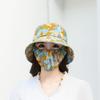 Sombrero de pescador con protección solar para mujer, sombrero de pescador con estampado de hojas de estilo étnico, para exteriores, primavera y verano