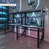 Mesa de computador para lan house de camada dupla mesa de e-sports mesa com estante de camada dupla mesa com assento para várias pessoas mesa de computador para duas pessoas mesa integrada