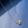 Europa e Estados Unidos joias de design doce e luxuoso transfronteiriças metal diamante laço colar feminino corrente clavicular atacado
