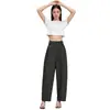Foto Real de Pantalones Casuales Relajados en Tono Gris Gris para Mujer, Nuevo Estilo Verano 2026, Pantalones de Traje Rectos Adelgazantes para Figuras Pequeñas