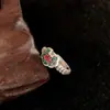Novo 2023 estilo étnico banhado a prata anel liso de água feminino gota de dinheiro esmalte anel aberto doce transfronteiriço quente