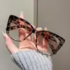 Óculos de Sol Estilo Popular Transfronteiriço Europeu e Americano Cat-Eye, Armação Quadrada Grande, Óculos Versáteis com Efeito Emagrecedor, Moda Ins e Sensação de Alto Padrão