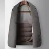 Abrigo para Hombre 2025 Otoño e Invierno Estilo Chino Cuello Alto Forro de Plumas Desmontable Juventud Negocios Lana Hecho a Mano Abrigo Cálido
