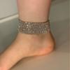 Ins blogger con tobillera sexy de pedrería de varias filas Moda europea y americana tacones altos de diamantes completos Tobillera de decoración de pie de cristal