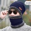 Chapéu de inverno masculino, grosso, de caxemira, quente, com gola de lã integrada, protetor de orelha feminino, chapéu de malha para montaria, internacional