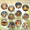 Set de 24 Piezas de Plano 2D Transfronterizo de la Natividad de Jesús Decoración de Bola de Cristal Regalo de Madera para el Hogar Colgante de Decoración para Árbol de Navidad