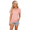 Europeu e americano Cross-border 2025 Amazon primavera e verão nova cor sólida gola redonda solta manga curta camiseta plissada top para mulheres