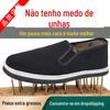 Atacado de sapatos de trabalho masculinos de tecido antigo de Pequim com sola de pneu espessada, calçados de trabalho para canteiro de obras, um pedal, sapatos de trabalho com sola de tecido de mil camadas