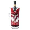 Decoración Festival de Navidad Paquete Botella de Vino Adornos de Mesa Falda Vestido Manga para Vino Tinto Creativo Terciopelo Dorado Rojo Navideño