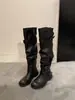 Botas altas de diseño nicho estilo coreano para pantorrilla ancha, nuevo modelo primavera-verano 2026, botas de montar adelgazantes de punta redonda para pantorrilla alta