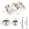 Plato de Cena Infantil de Acero Inoxidable 304 Plato Dividido de Dibujos Animados Plato para Comer de Comedor de Guardería Plato para Alimentos Complementarios en Casa para Bebé