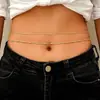 Cadena para la cintura de cadena metálica geométrica de doble capa retro sexy para mujer, conjunto de patchwork de moda estilo callejero europeo y americano, cadena para el cuerpo
