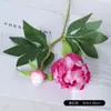 Flor Artificial de Peônia de Alta Qualidade com 1 Flor e 1 Botão Decoração para Casa e Restaurante Enfeites Adereços de Fotografia Peônia Flores Artificiais Transfronteiriças