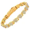 Pulsera Magnética Popular Transfronteriza Europea y Americana, Elegante Aleación de Trébol de Lujo Ligero Incrustada con Diamantes, Pulsera Magnética de Una Fila para Mujer