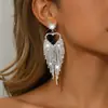 Pendientes de Corazón con Pedrería Ecológicos Estilo Europeo y Americano, Pendientes de Borla de Circonita Elegantes de Alta Gama de Lujo Accesible de Moda