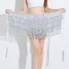 Towel Hip de Danza del Vientre de Halloween Danza 4 Capas Lentejuelas Borla Sello de Cintura Cadena de Cintura de Danza del Vientre Bohemia Toalla de Cintura de Danza