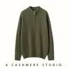 Outono e Inverno 2026 Novo Estilo Suéter de Cashmere com Gola Meia-Alta Meia-Aberto de Manga Longa Tricô Torcido Suéter de Cashmere para Mulheres