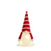 Novo produto transfronteiriço: Ponteira de árvore de Natal com luz LED de velho sem rosto com chapéu de tricô vermelho e branco, enfeite de decoração de árvore de Natal de elfo