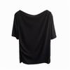 Camiseta Curta de Manga Curta Plissada de Um Ombro, Feminina, Puro Desejo, Cor Lisa Americana, Roupas de Prática de Dança Moderna, Top, Camiseta Curta