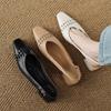 Sandalias de Piel de Oveja Tejida Transpirable Caladas 2025 Tacón Bajo Grueso para Viajes Cuadradas Pequeñas Puntera Cuadrada Piel Genuina Traseras Caladas para Mujer Talla