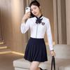 Camisa Azul de Trabalho para Mulheres para Salão de Beleza Primavera e Outono do Fabricante, Não Amassa, Antirrugas, Camisa Profissional de Manga Longa, Uniforme para Recepção de Hotel