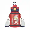 Copo térmico infantil do Ultraman para meninos que vão à escola, garrafa de água de aço inoxidável 316 de grau alimentício para bebês com canudo para alunos do ensino fundamental