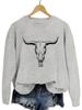 Amazon trendy eBay top holgado divertido estampado cabeza de vaca nuevo cuello redondo manga larga camisa jersey en stock